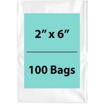 2X6 inches Clear Flat Poly Bags 1.5Mil Open Top (LDPE)